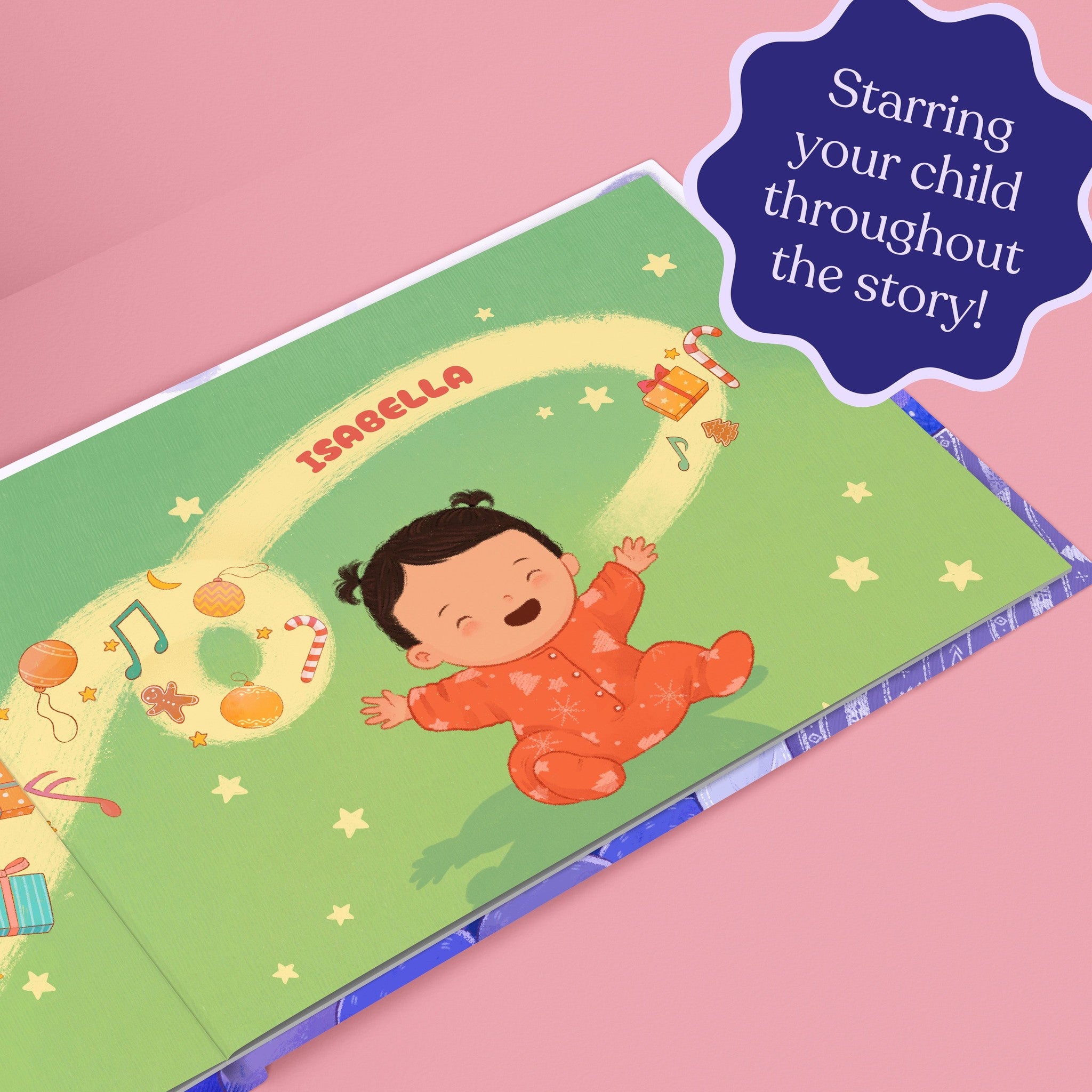 Inside page from Your First Night Before Christmas, a personalized holiday storybook