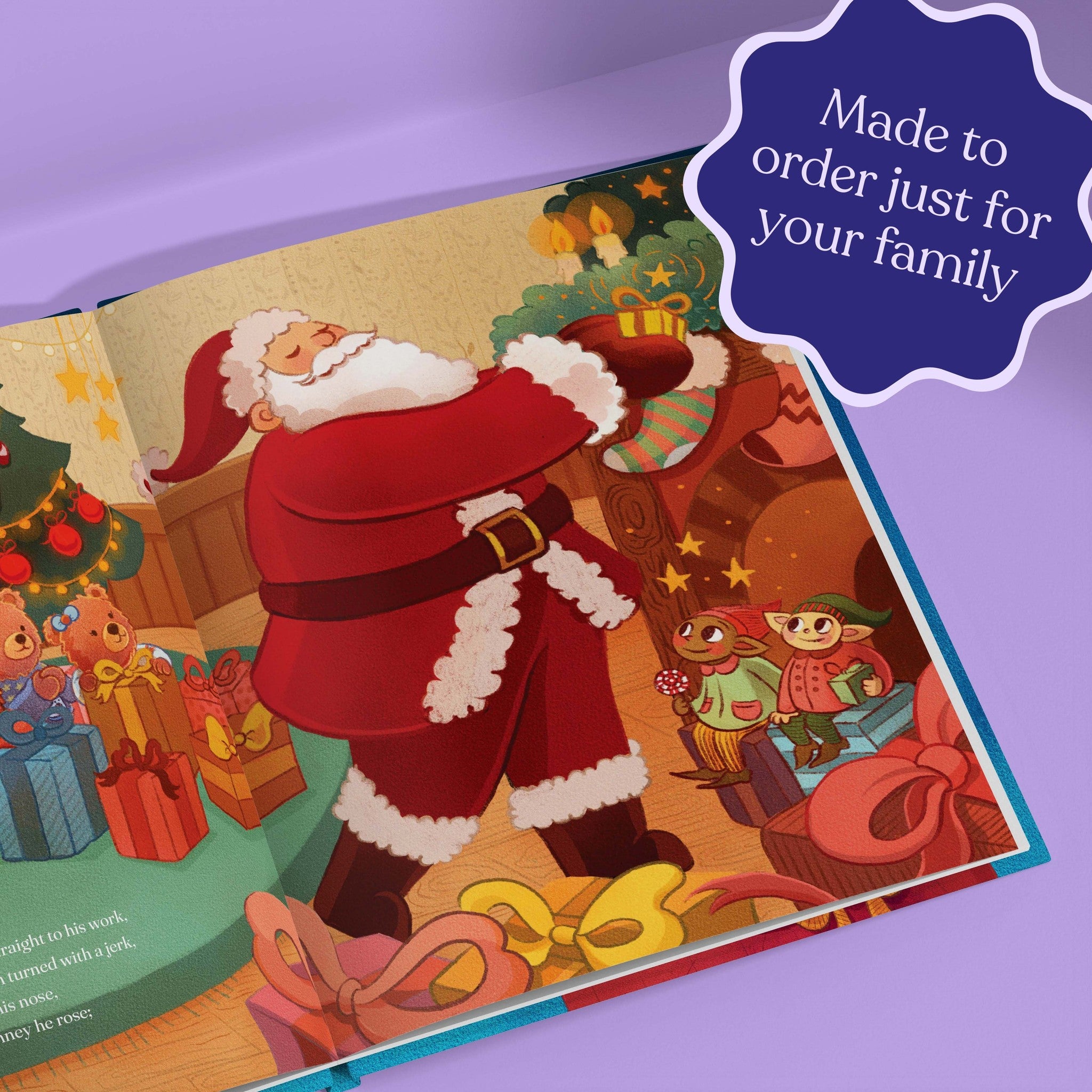 Inside page from Your Family's Night Before Christmas, a personalized holiday storybook