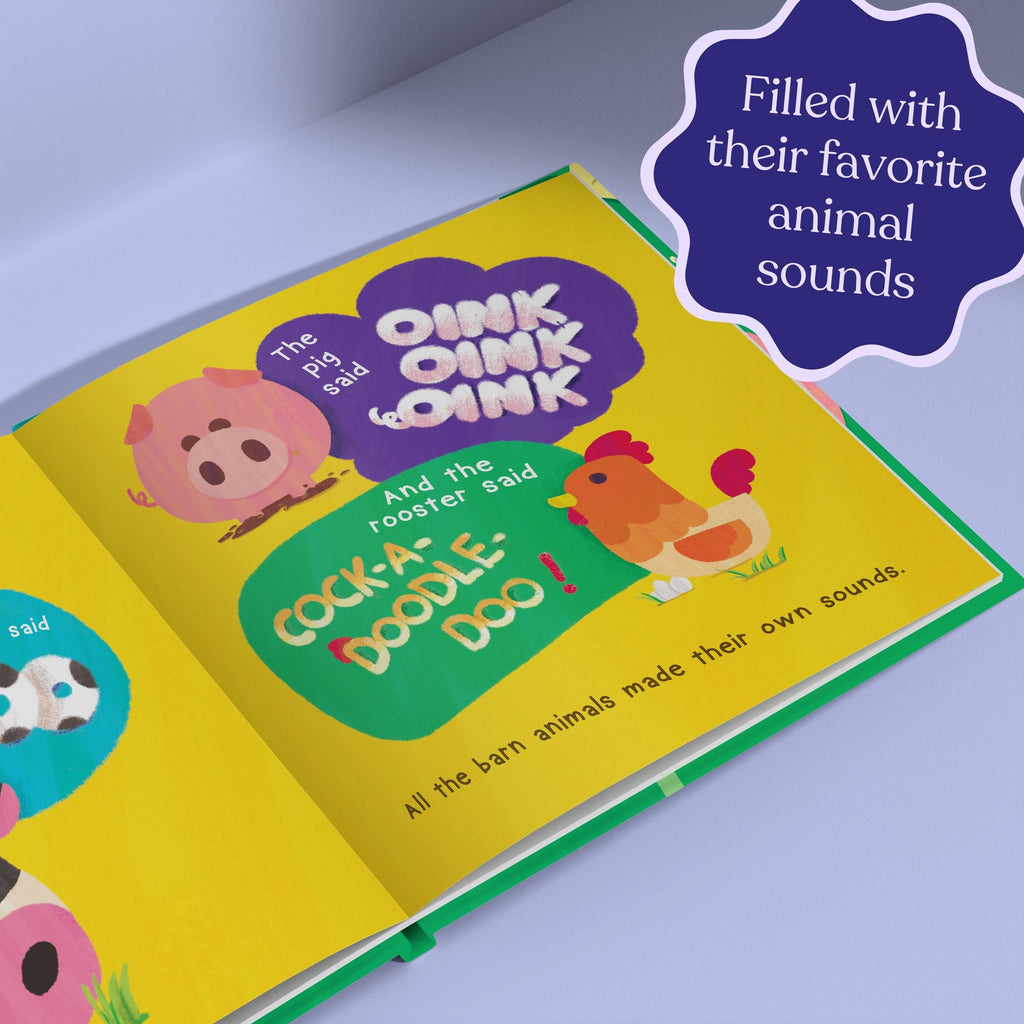 Inside page from I Don't Go Moo!, a personalized illustrated adventure book