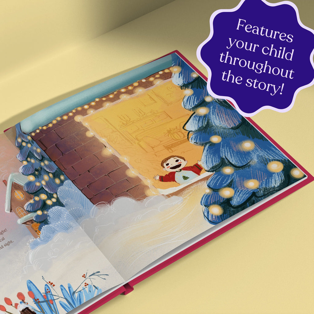 Inside page from First Christmas as Daddy, a personalized holiday storybook