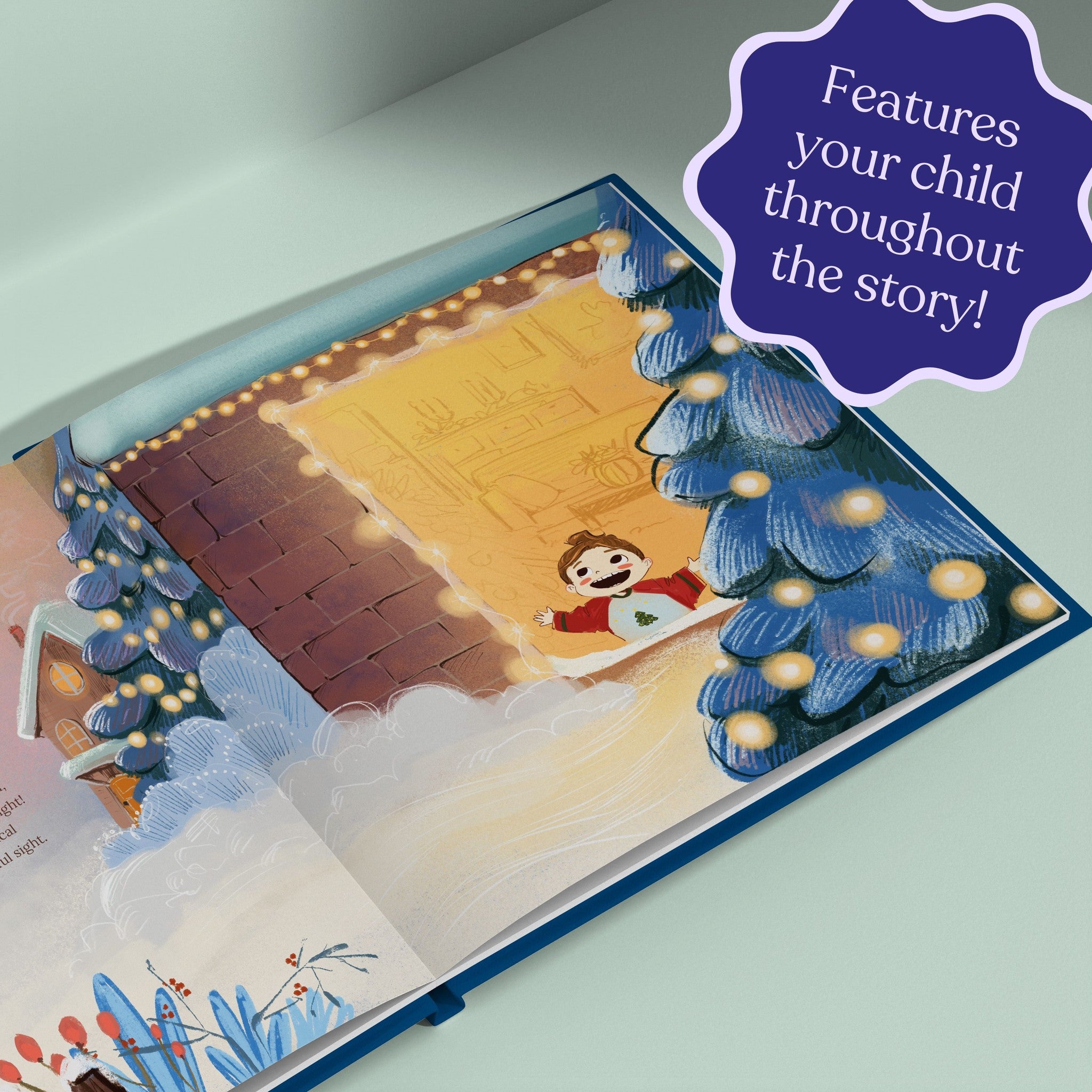 Inside page from On Our First Christmas Grandma, a personalized holiday storybook