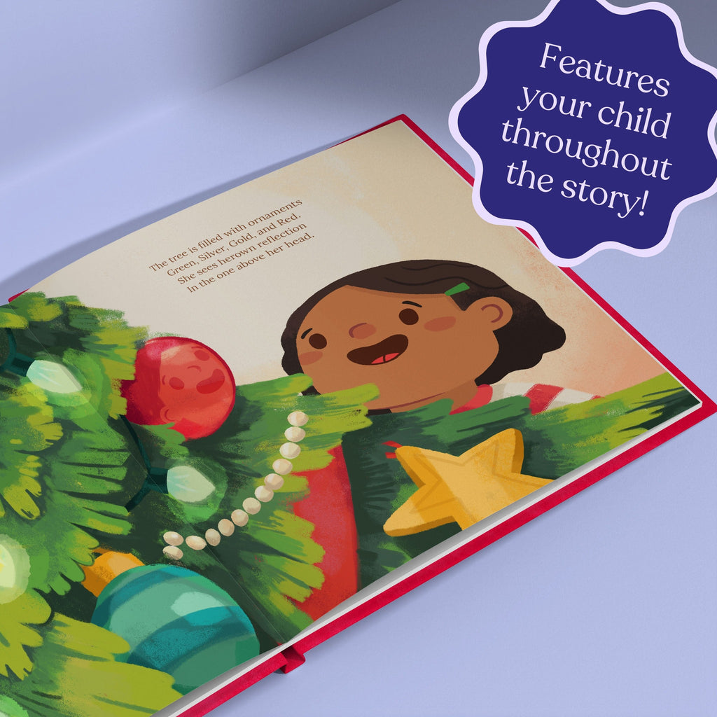 Inside page from Baby's First Christmas, a personalized holiday storybook