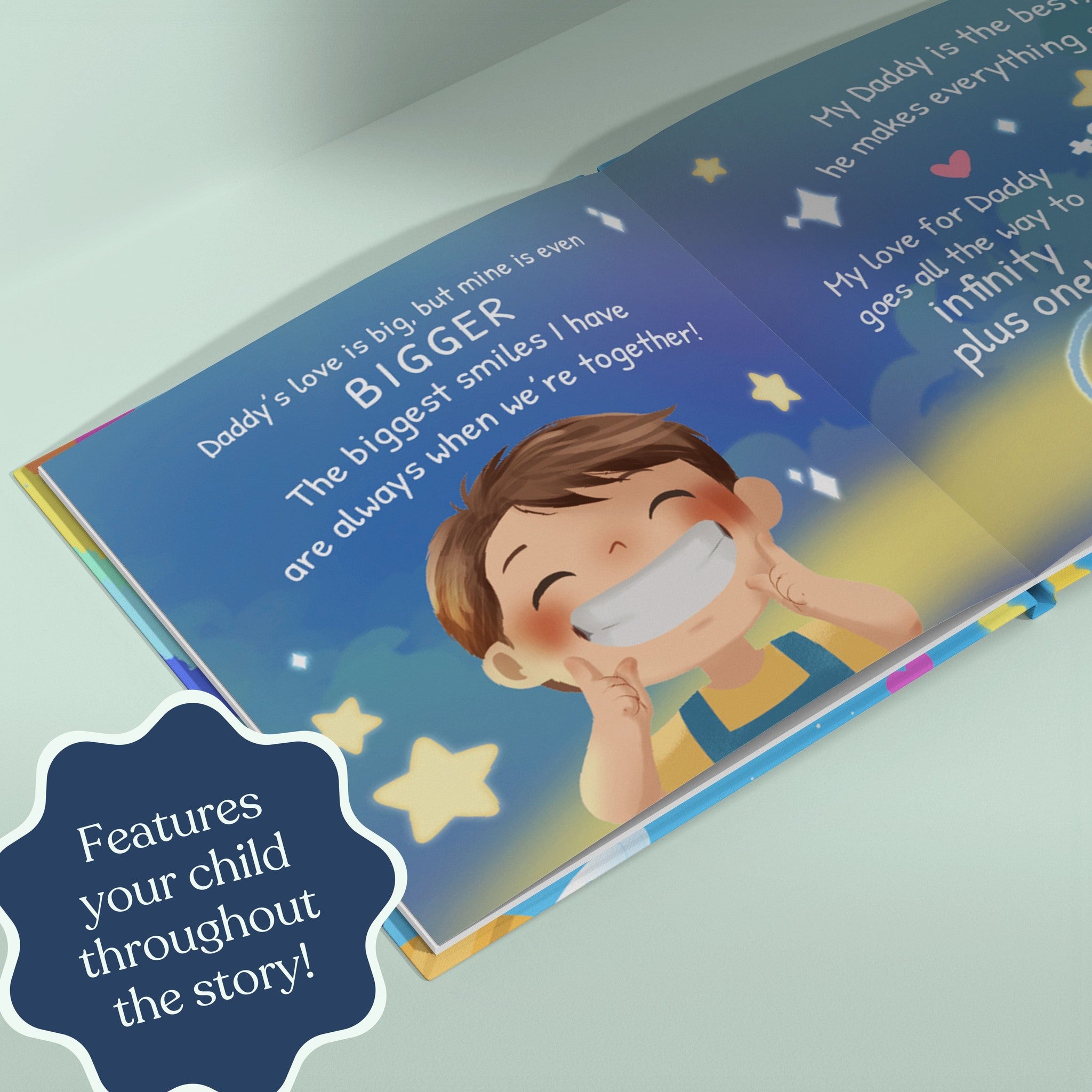Inside page from How Much I Love Daddy, a personalized keepsake storybook