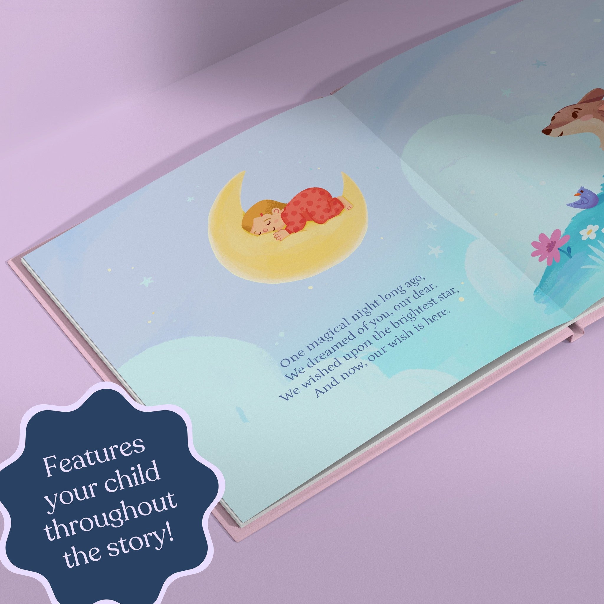 Inside page from New Baby Girl, a personalized milestone keepsake book