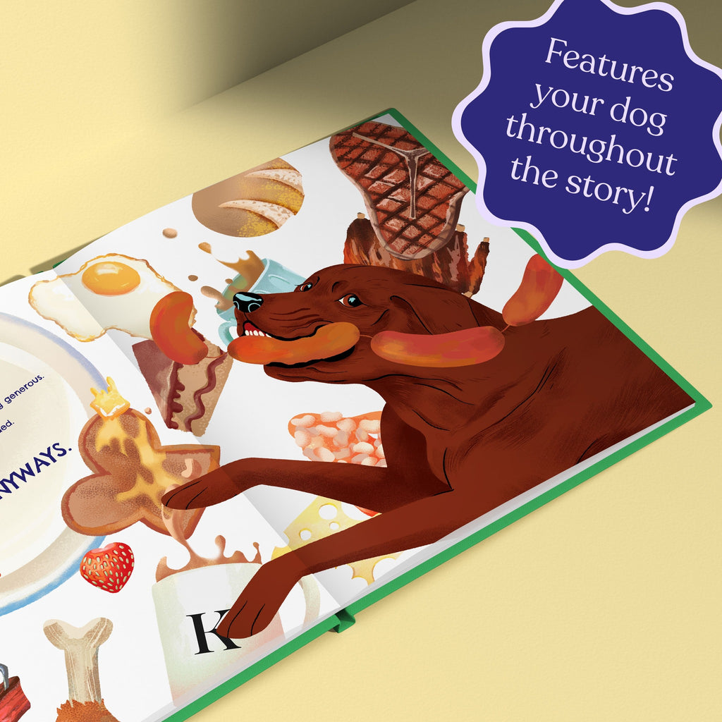 Inside page from The Life of Your Dog, a personalized illustrated adventure book