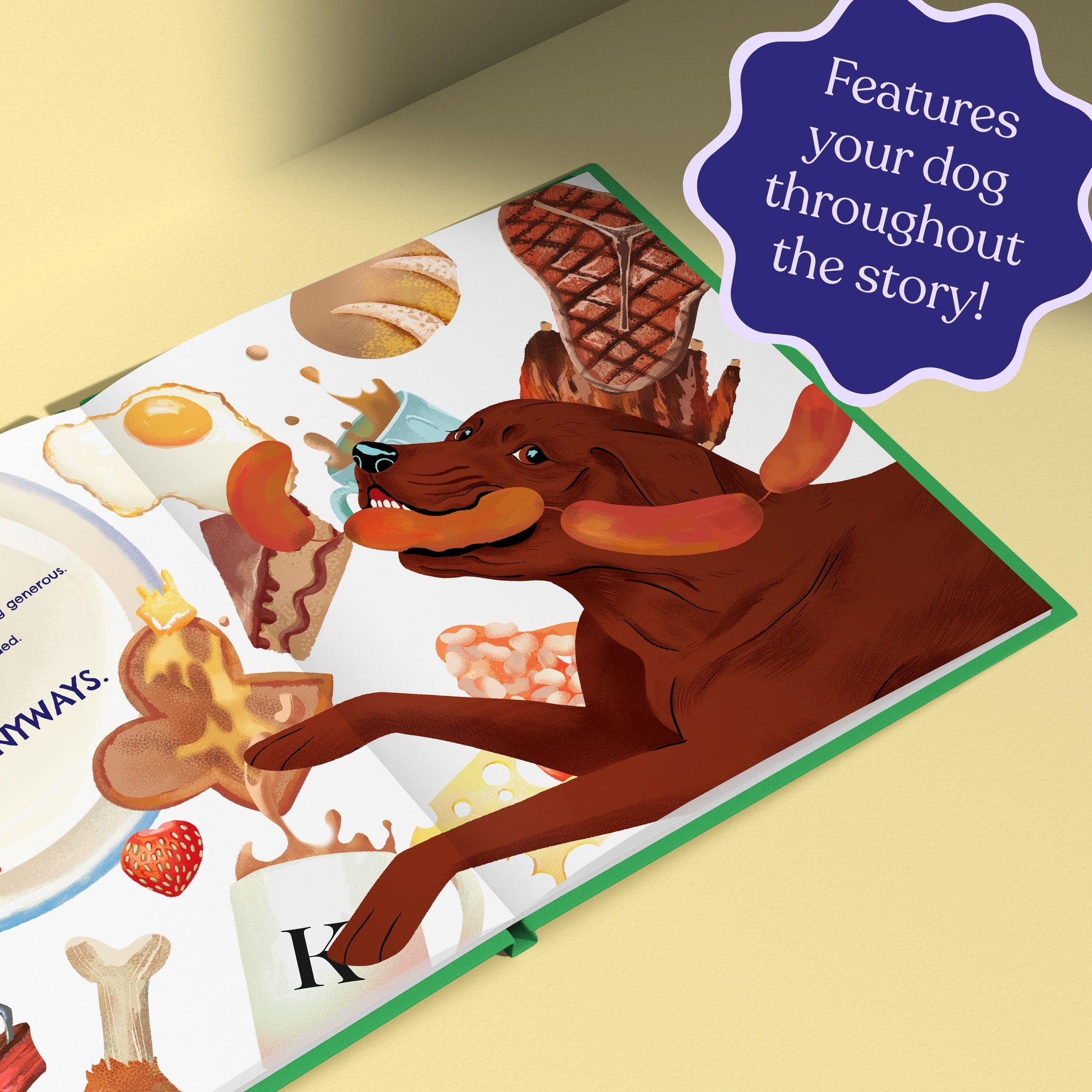 Inside page from The Life of Your Dog, a personalized illustrated adventure book