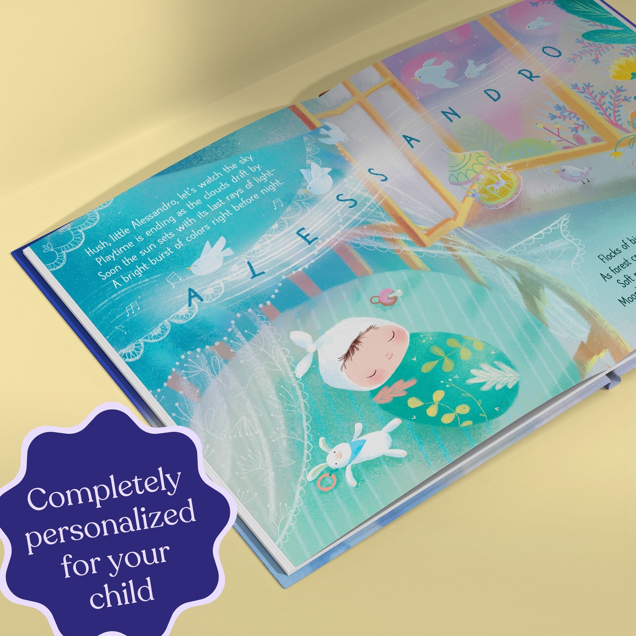 Inside page from Goodnight To You, a personalized bedtime storybook