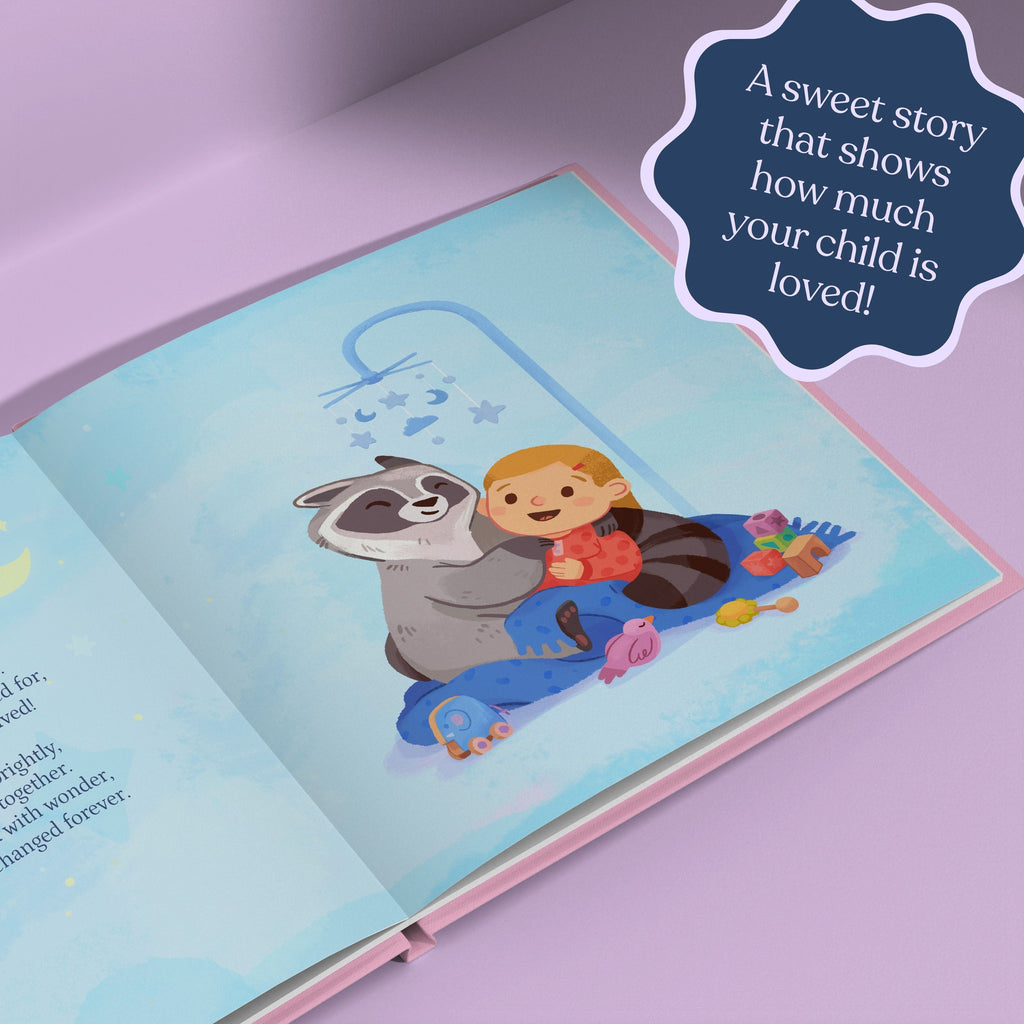 Inside page from New Baby Girl, a personalized milestone keepsake book