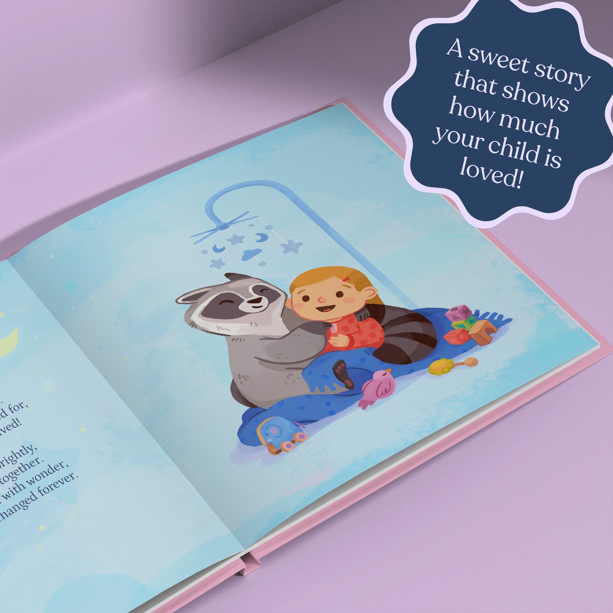 Inside page from New Baby Girl, a personalized milestone keepsake book