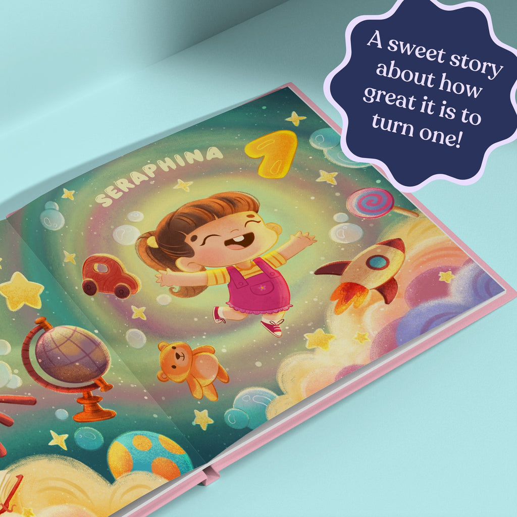 Inside page from Happy First Birthday!, a personalized milestone keepsake book