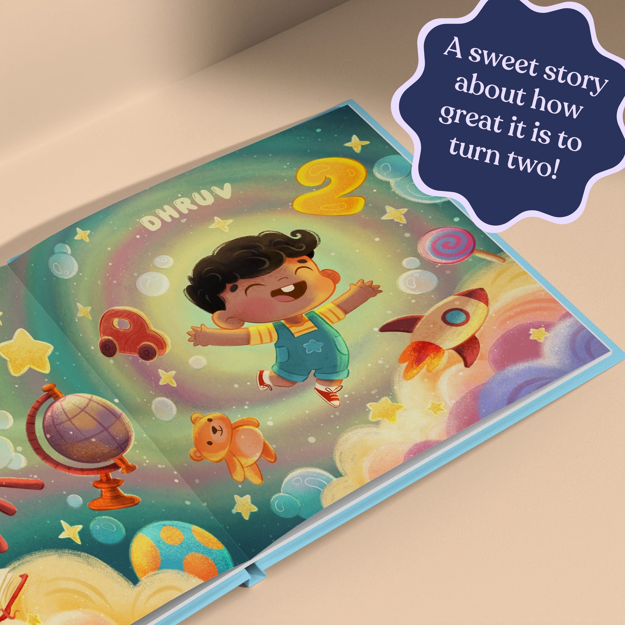 Inside page from Happy Second Birthday!, a personalized milestone keepsake book