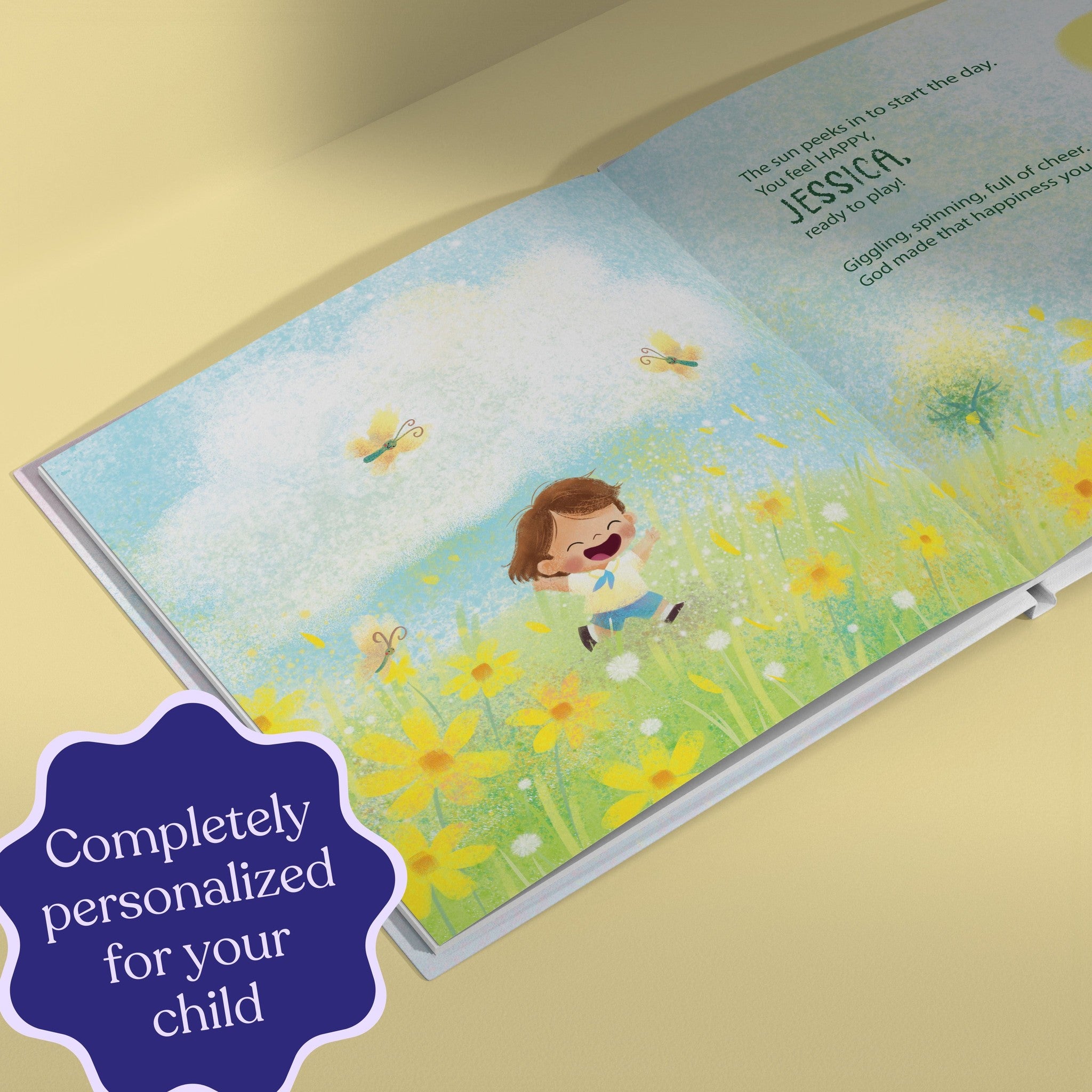Inside page from God Made All Your Feelings, a personalized faith storybook