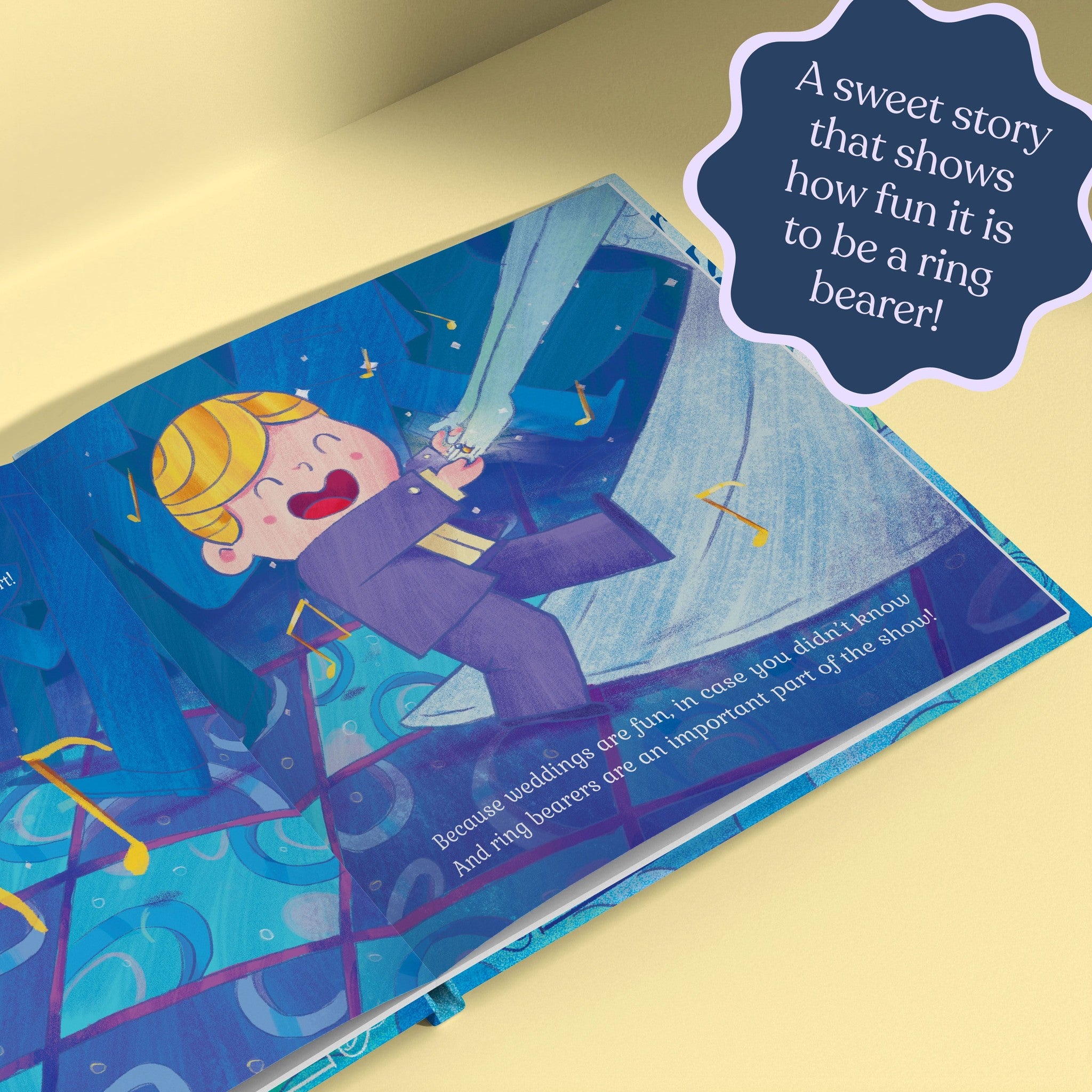 Inside page from Will You Be Our Ring Bearer, a personalized milestone keepsake book