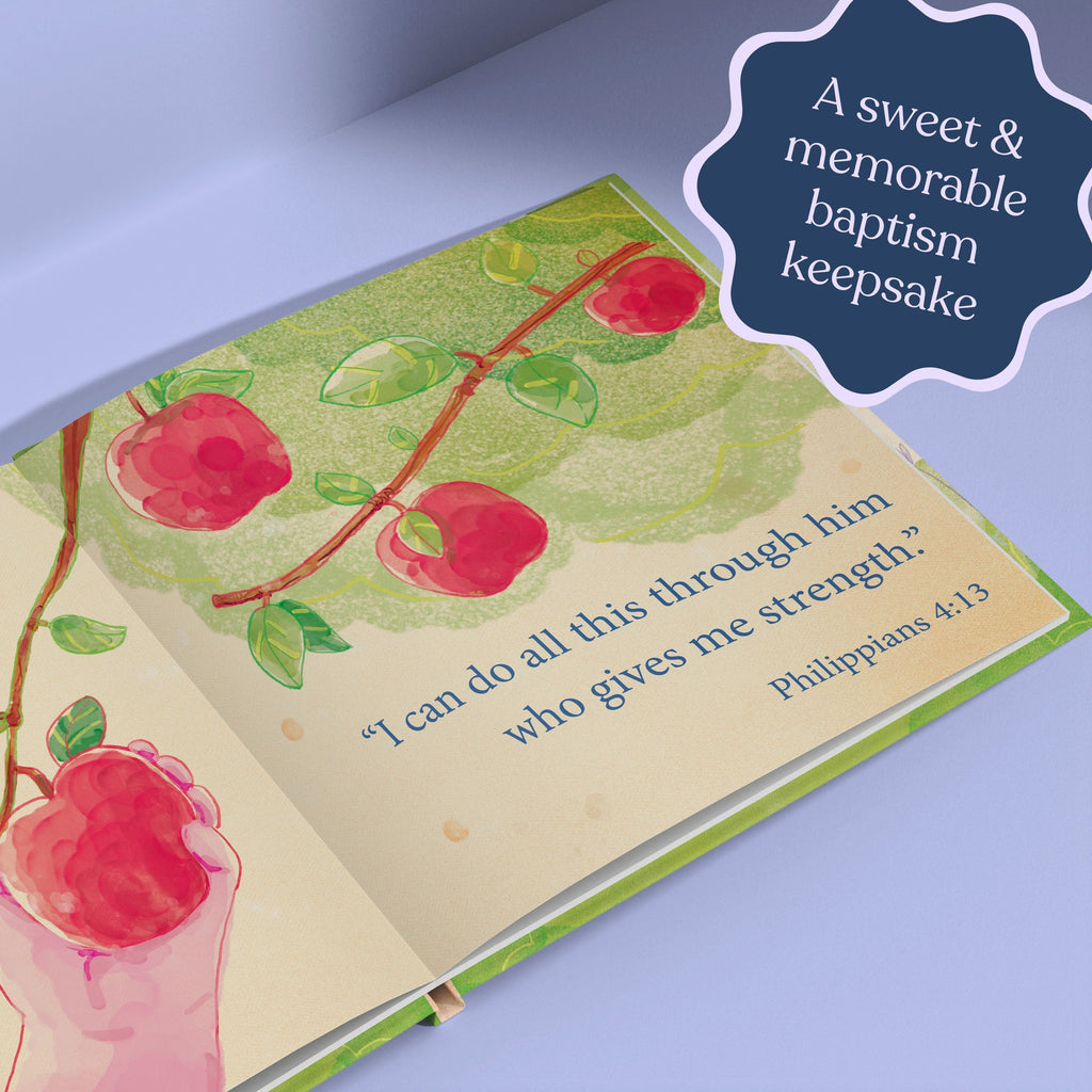 Inside page from God's Promises for You, a personalized faith storybook