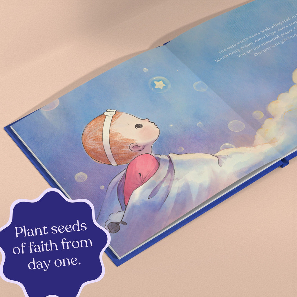 Inside page from God Gave Us You, a personalized faith storybook