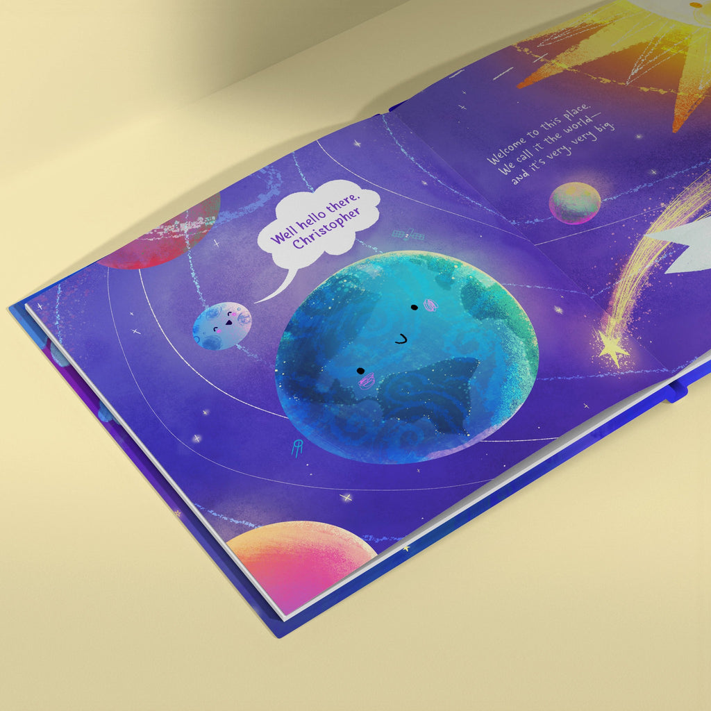 Inside page from God Made This World For You, a personalized faith storybook