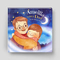 Cover of Loves Dad to the Moon and Back, a personalized illustrated adventure book