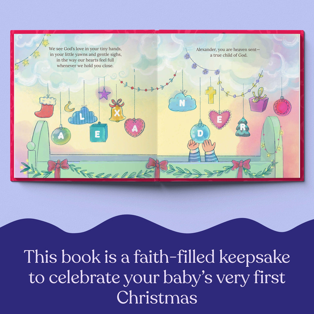 Inside page from This Christmas, God Gave Us You, a personalized holiday storybook