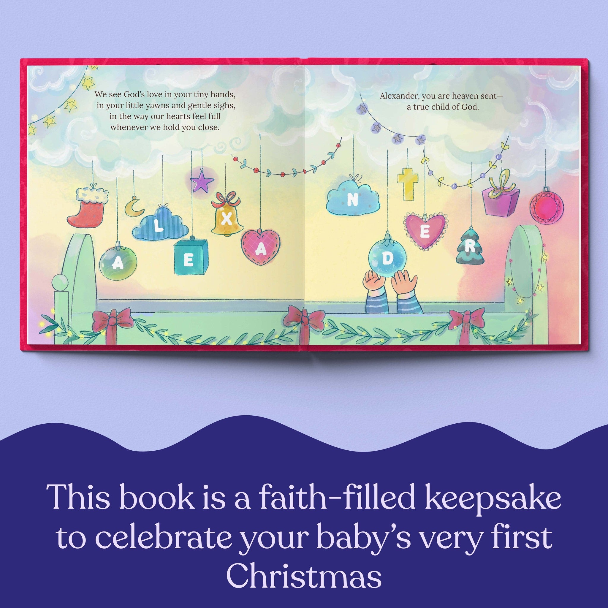 Inside page from This Christmas, God Gave Us You, a personalized holiday storybook