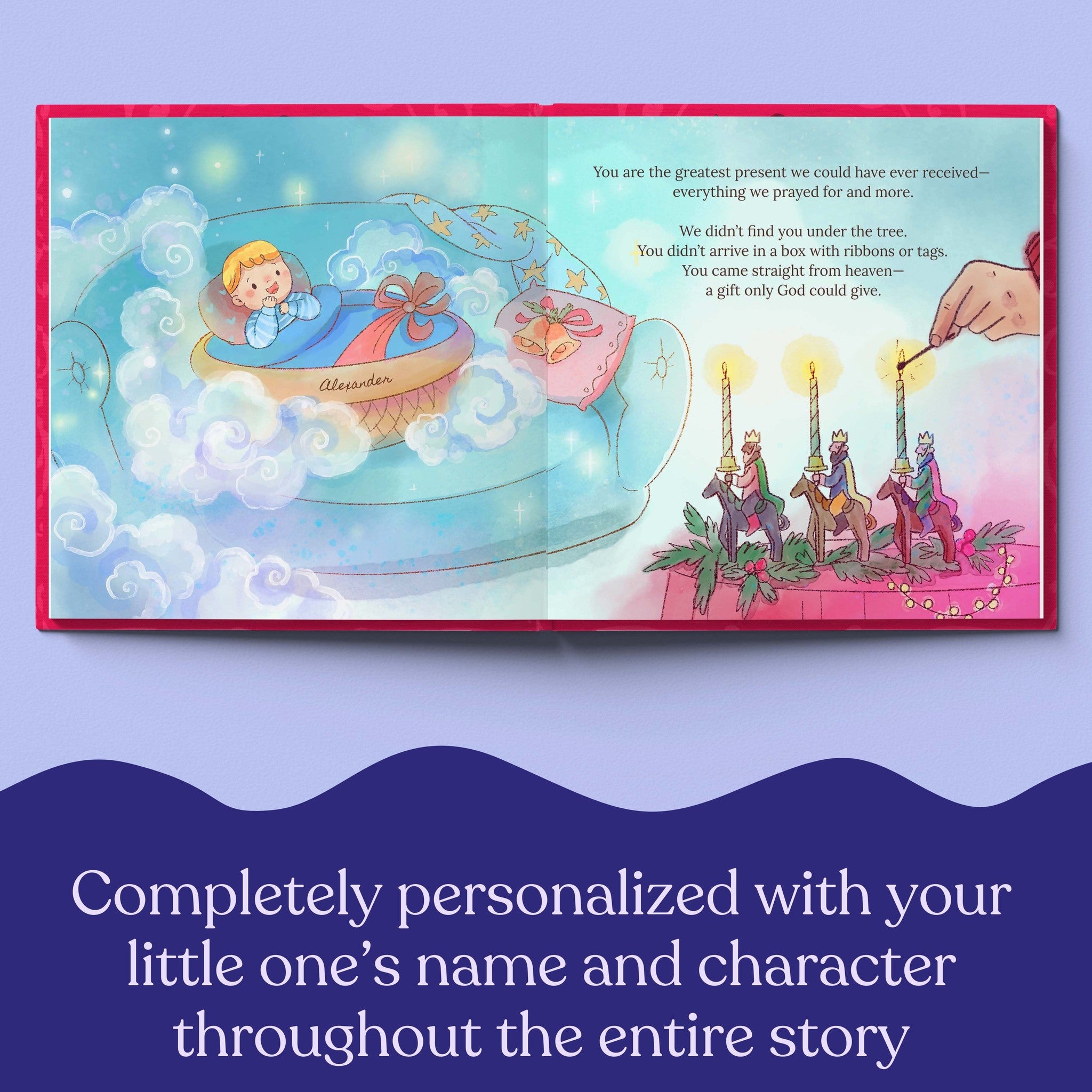 Inside page from This Christmas, God Gave Us You, a personalized holiday storybook