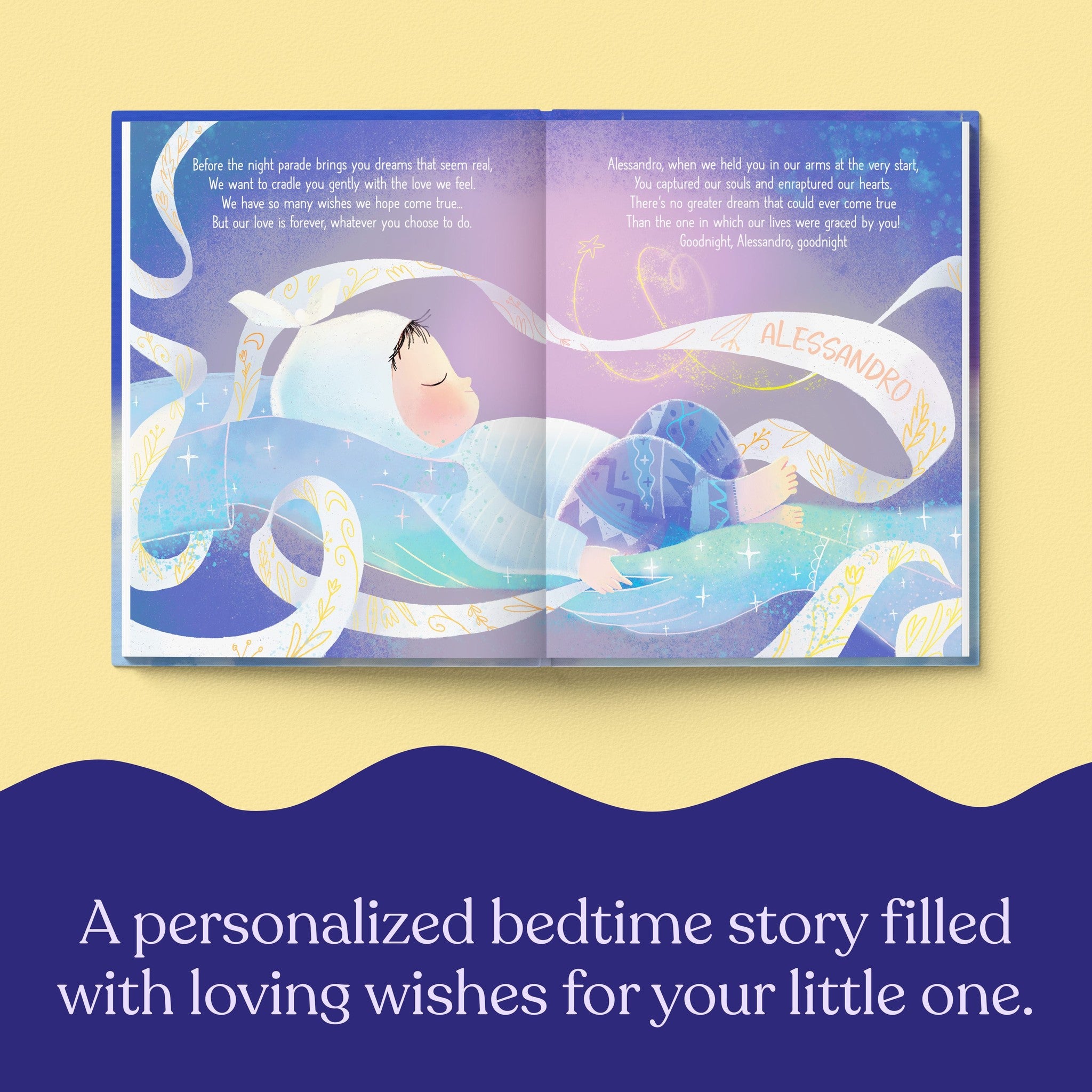 Inside page from Goodnight To You, a personalized bedtime storybook