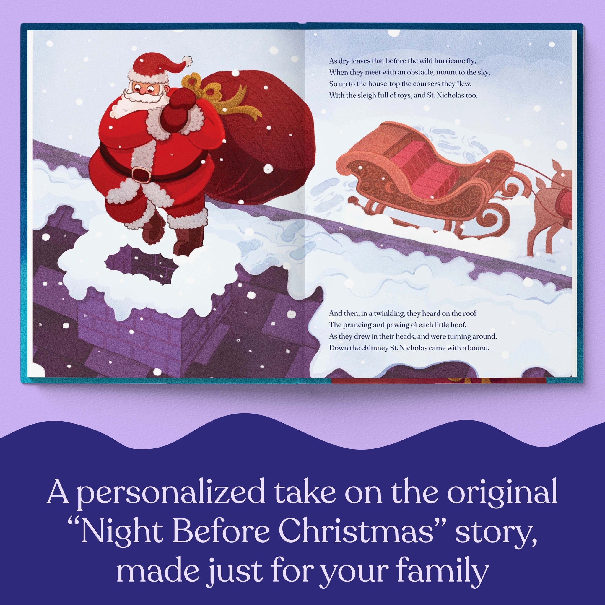 Inside page from Your Family's Night Before Christmas, a personalized holiday storybook