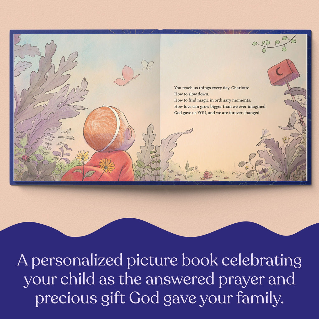 Inside page from God Gave Us You, a personalized faith storybook