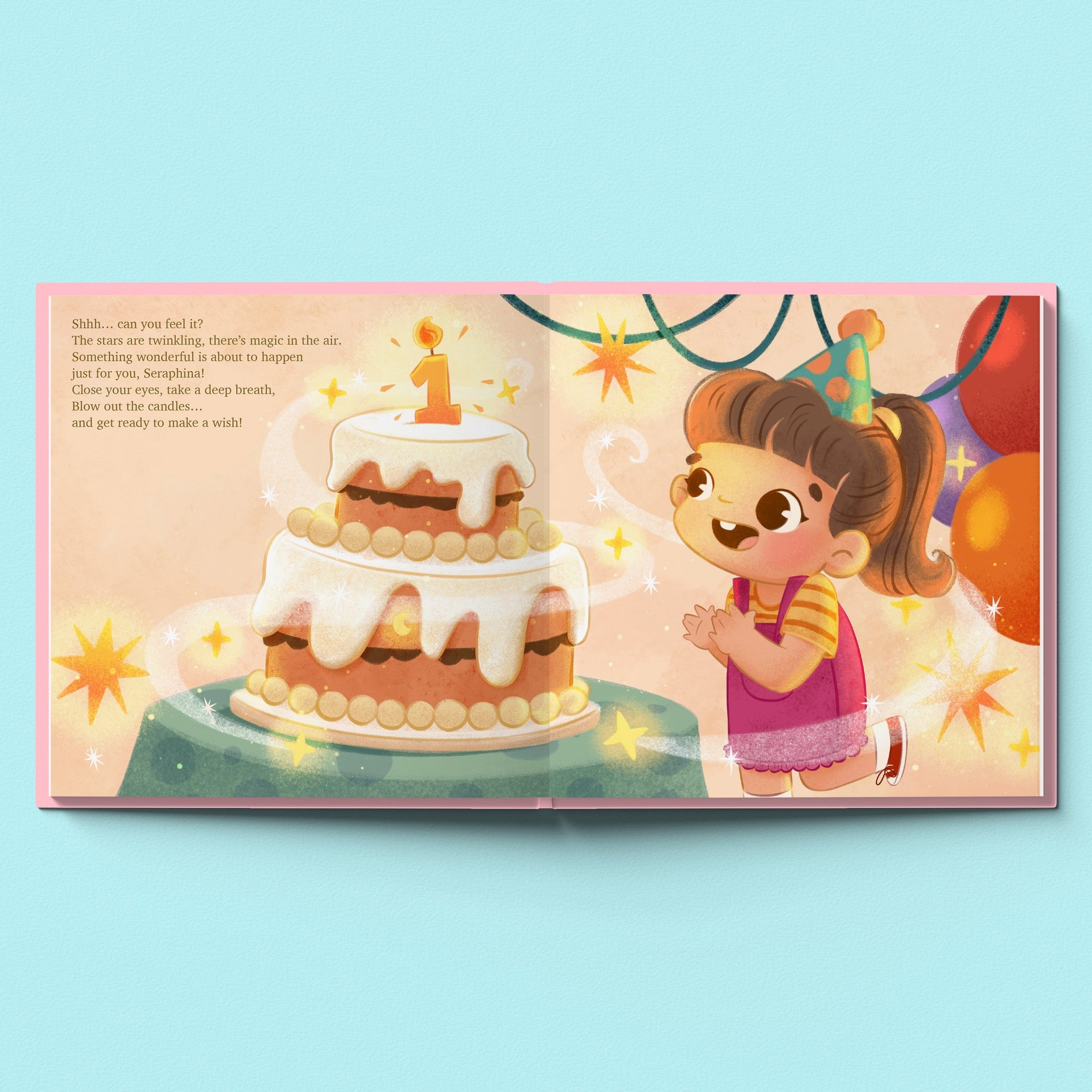 Inside page from Happy First Birthday!, a personalized milestone keepsake book