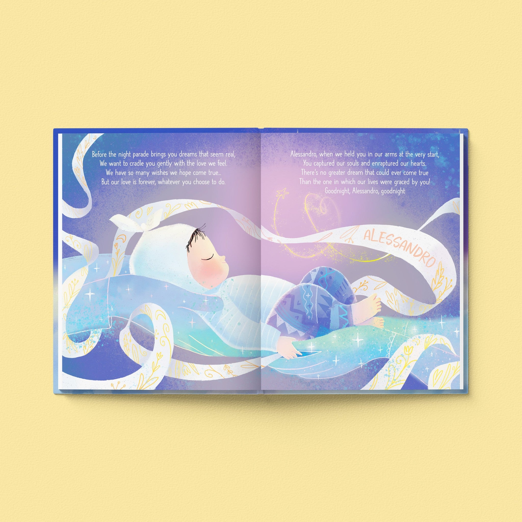 Inside page from Goodnight To You, a personalized bedtime storybook