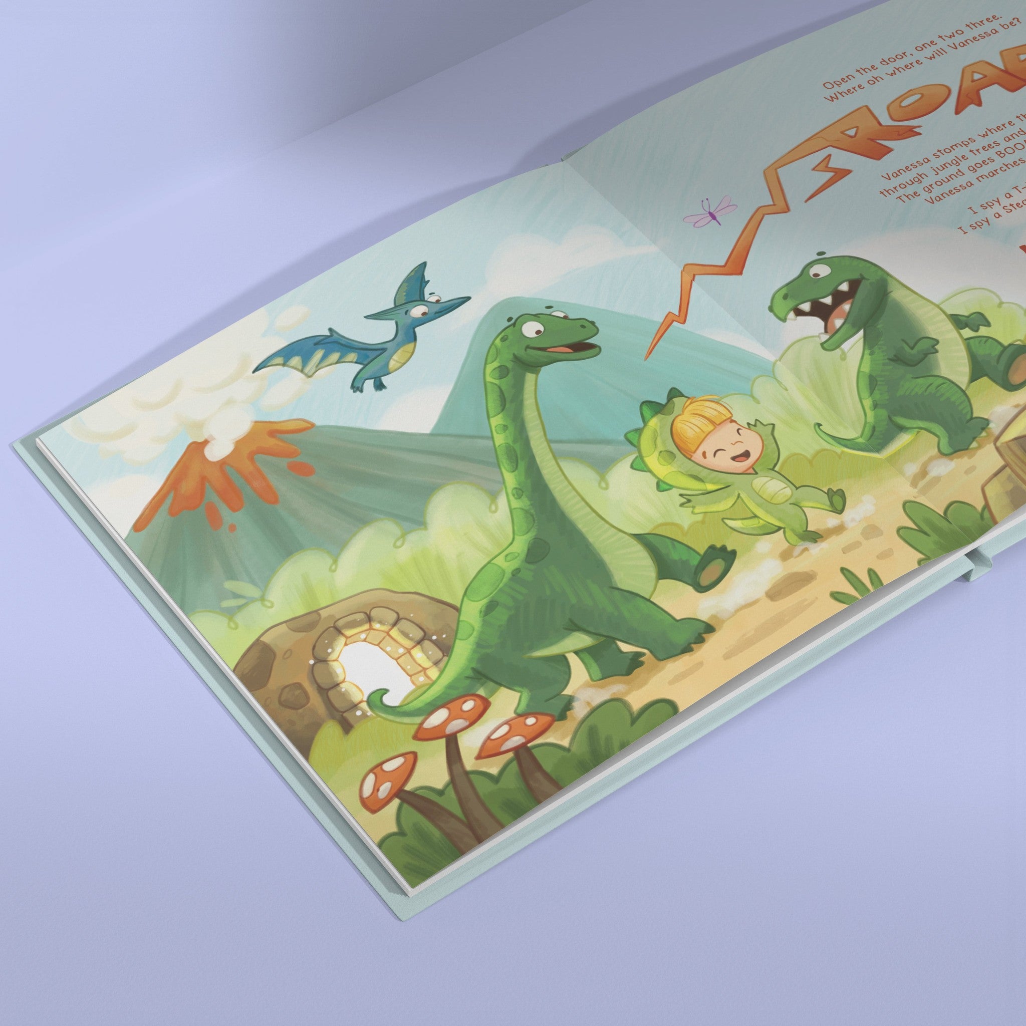 Inside page from I Spy You, a personalized illustrated adventure book