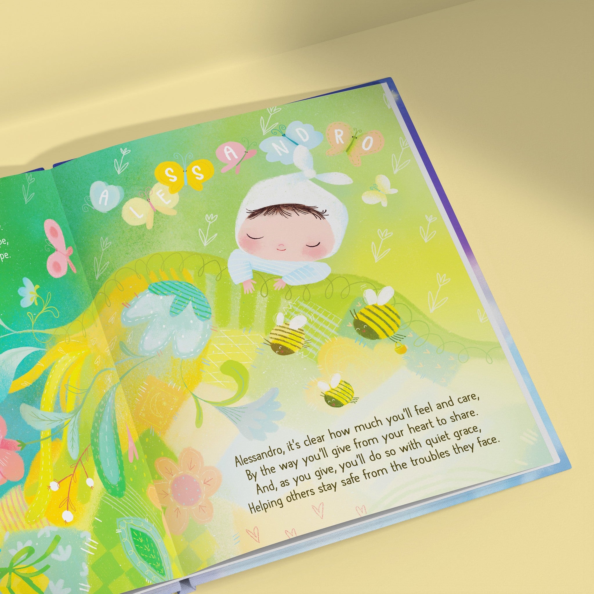 Inside page from Goodnight To You, a personalized bedtime storybook