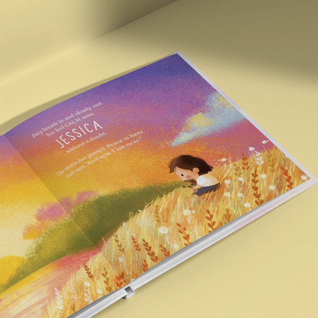Inside page from God Made All Your Feelings, a personalized faith storybook