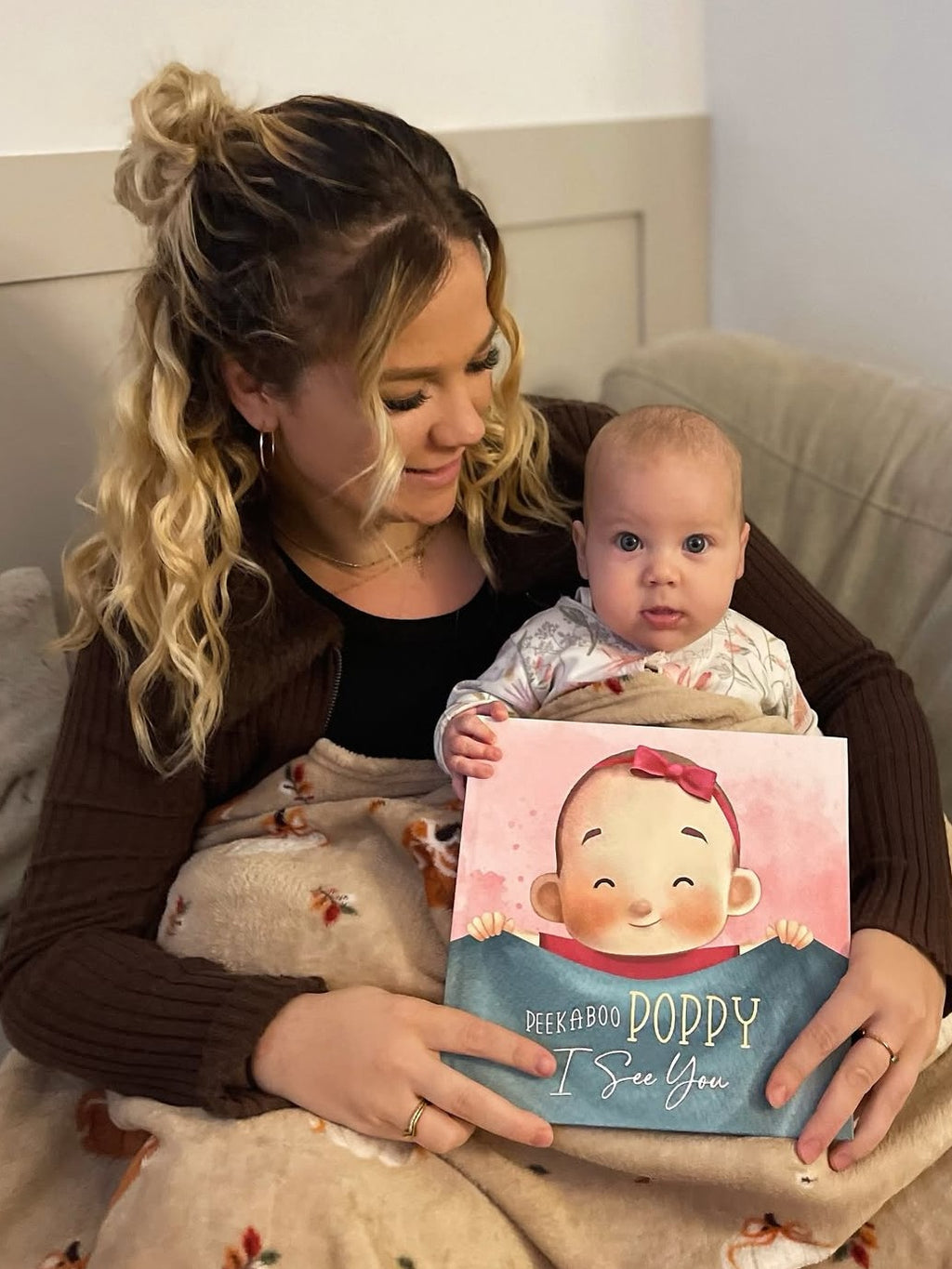 Inside page from Peekaboo Story Book for Baby, a personalized milestone keepsake book