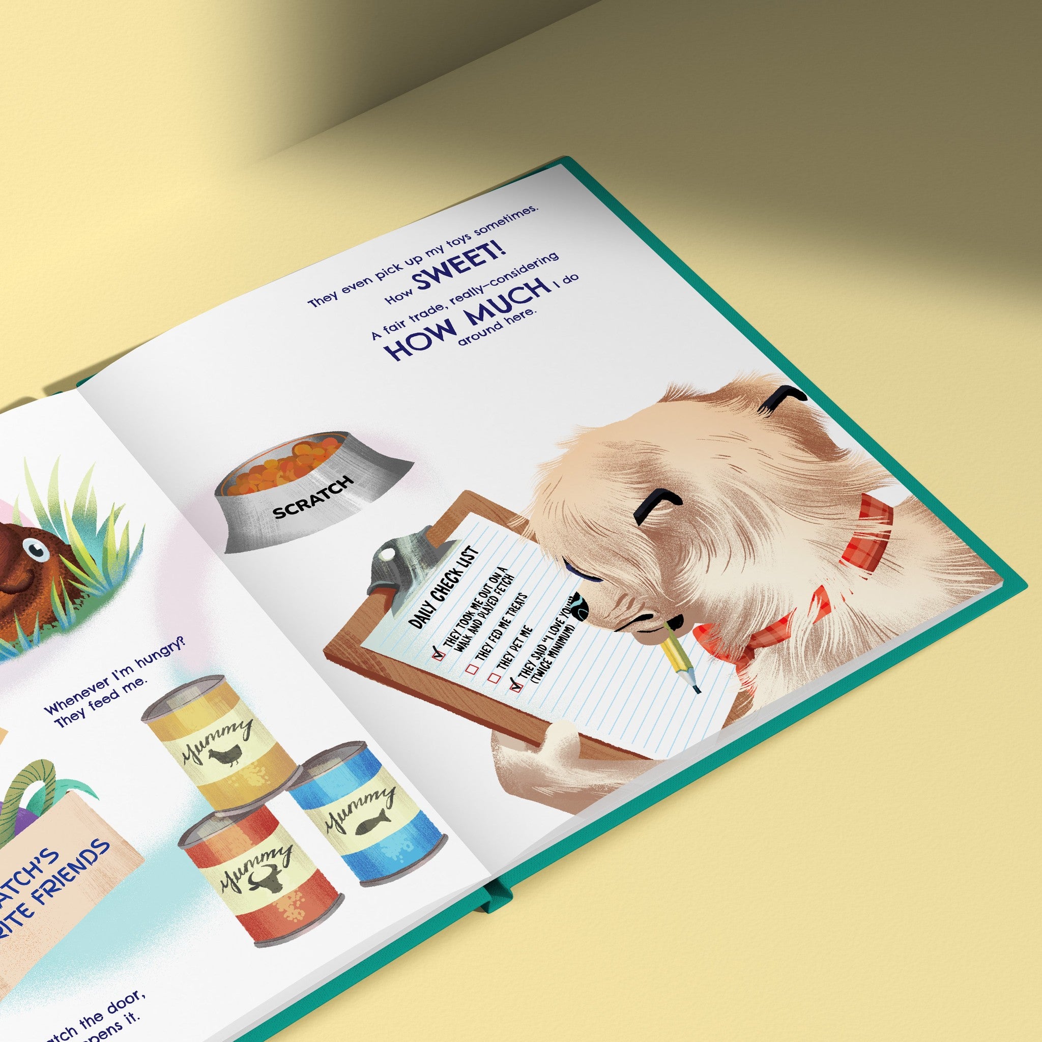 Inside page from The Life of Your Dog, a personalized illustrated adventure book
