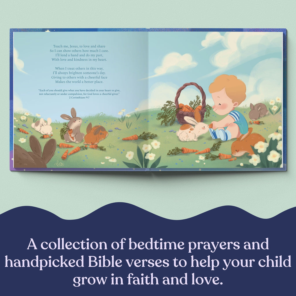 Inside page from Bedtime Prayers for You, a personalized faith storybook