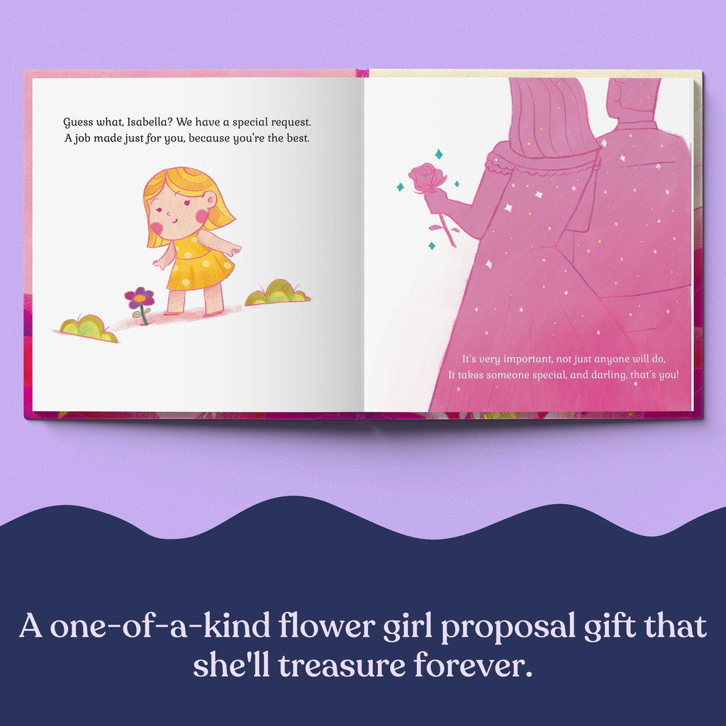 Inside page from Will You Be Our Flower Girl, a personalized milestone keepsake book