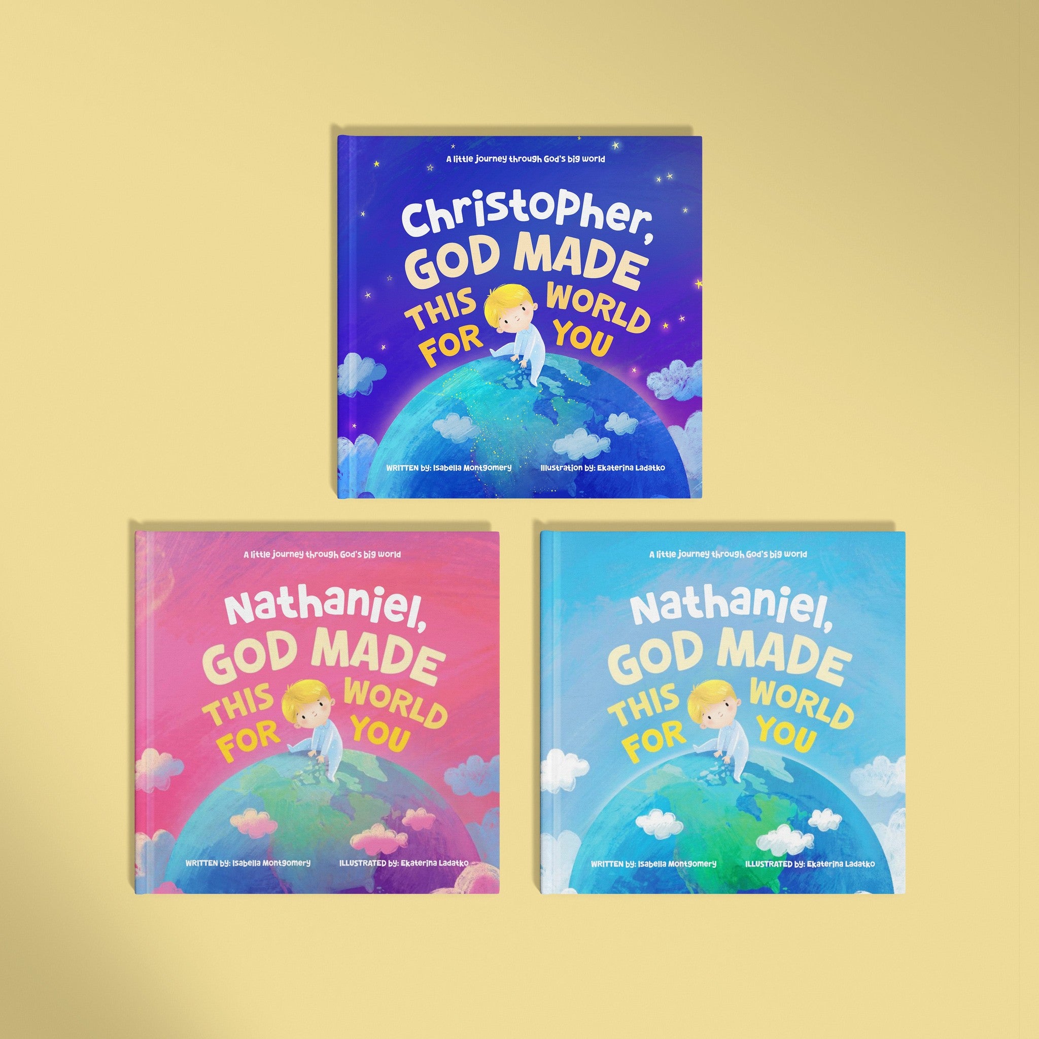 Inside page from God Made This World For You, a personalized faith storybook