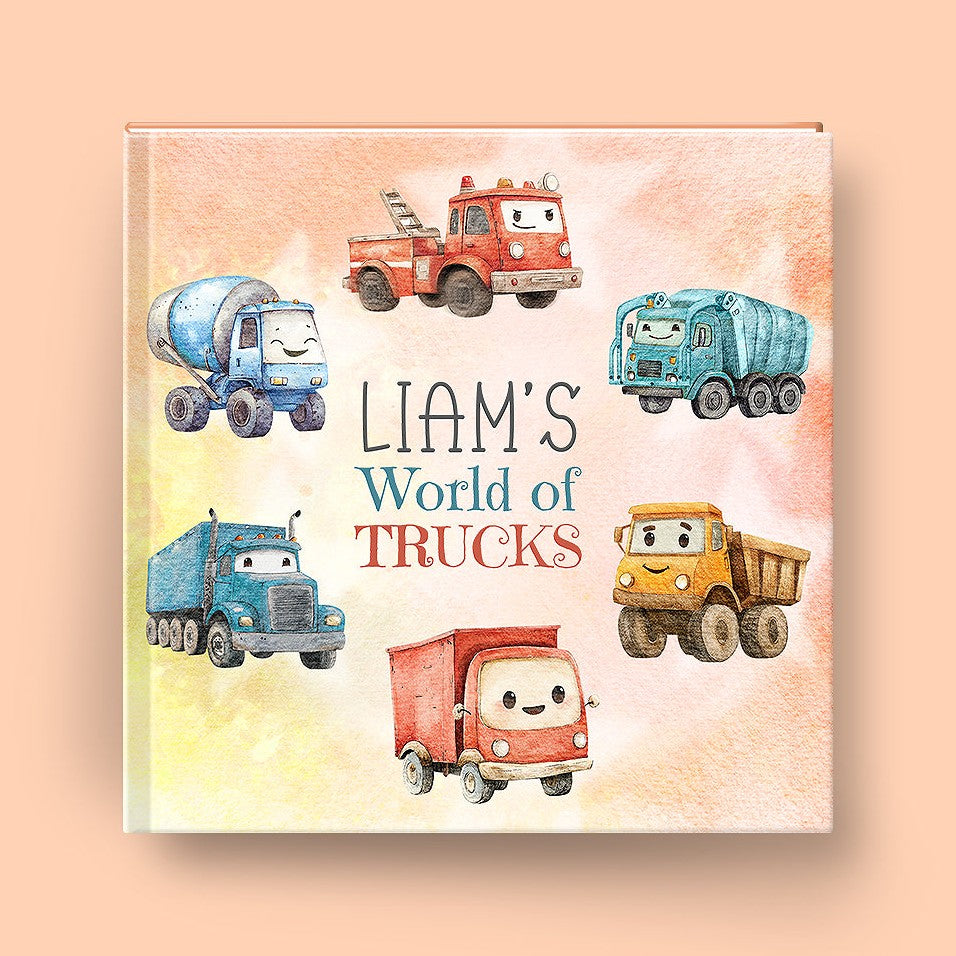 Cover of World of Trucks, a personalized illustrated adventure book