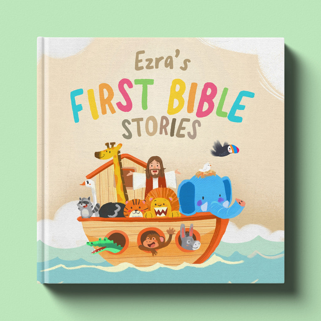 Cover of First Bible Stories Yellow, a personalized faith storybook