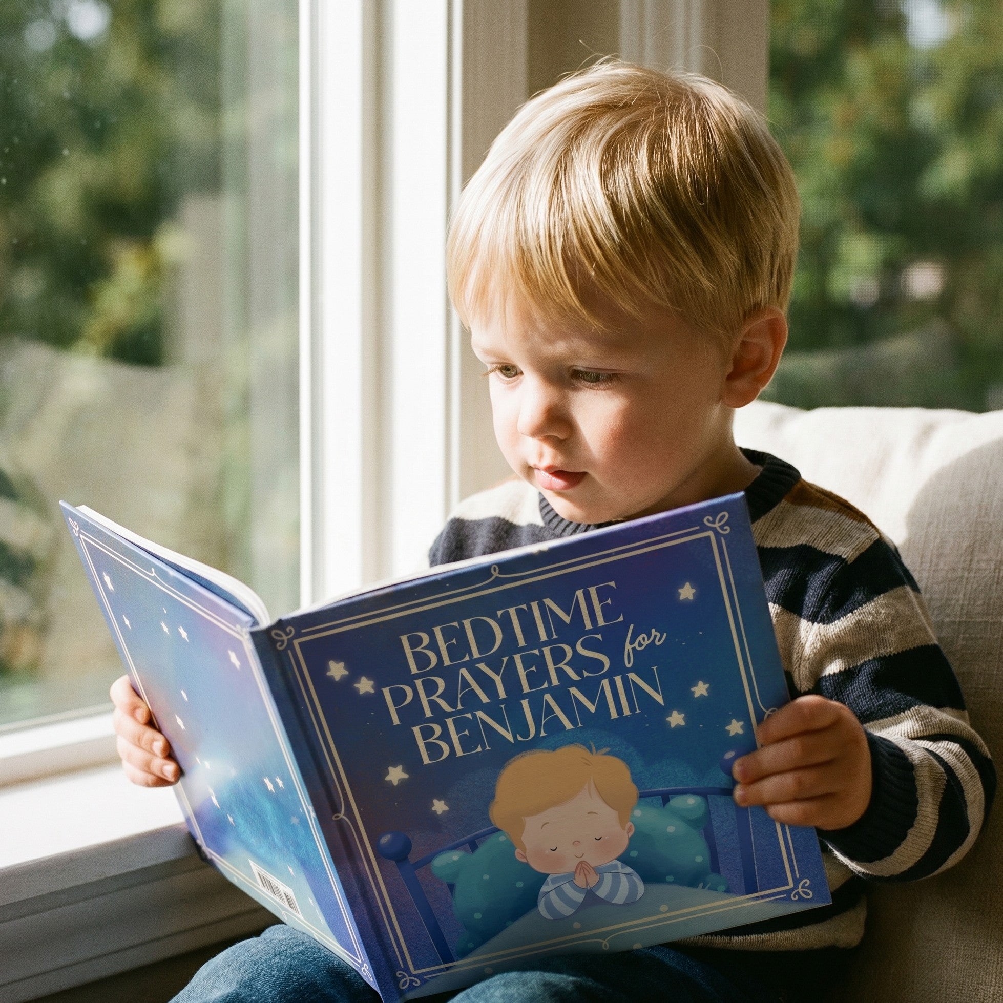 Inside page from Bedtime Prayers for You, a personalized faith storybook