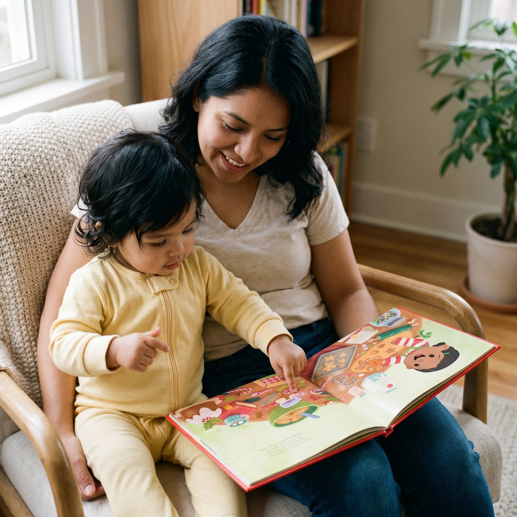 Inside page from Baby's First Christmas, a personalized holiday storybook