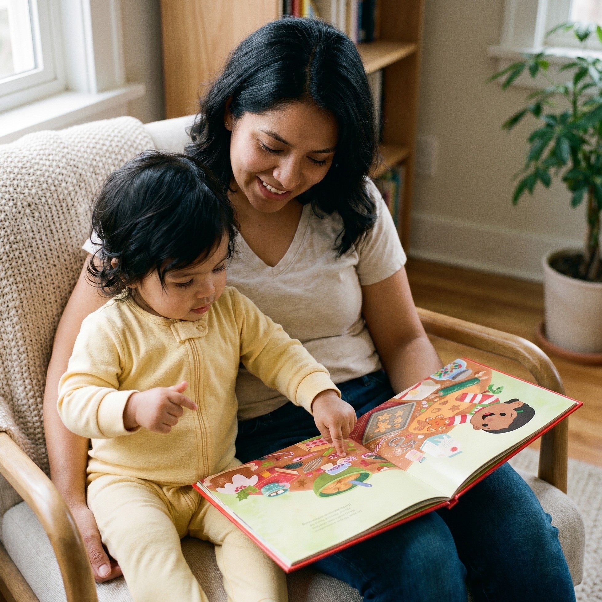 Inside page from Baby's First Christmas, a personalized holiday storybook