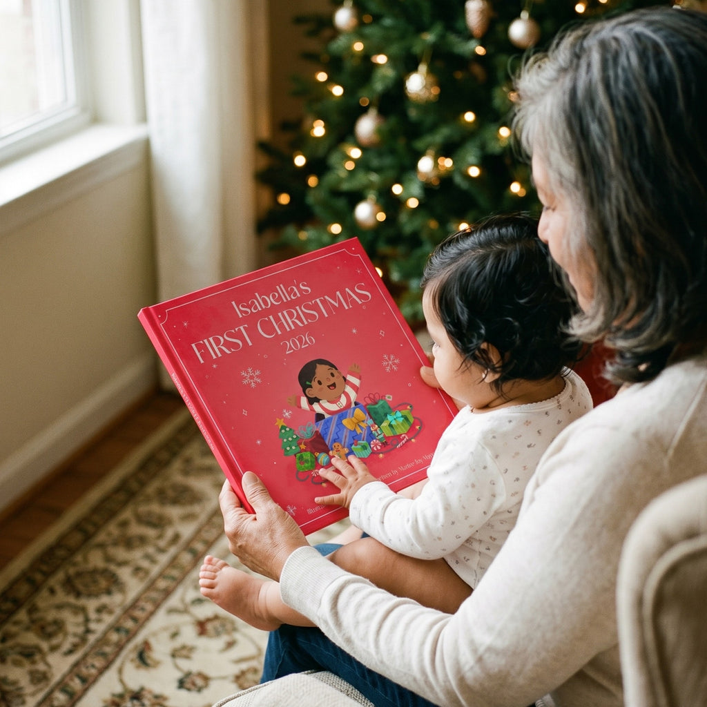 Inside page from Baby's First Christmas, a personalized holiday storybook