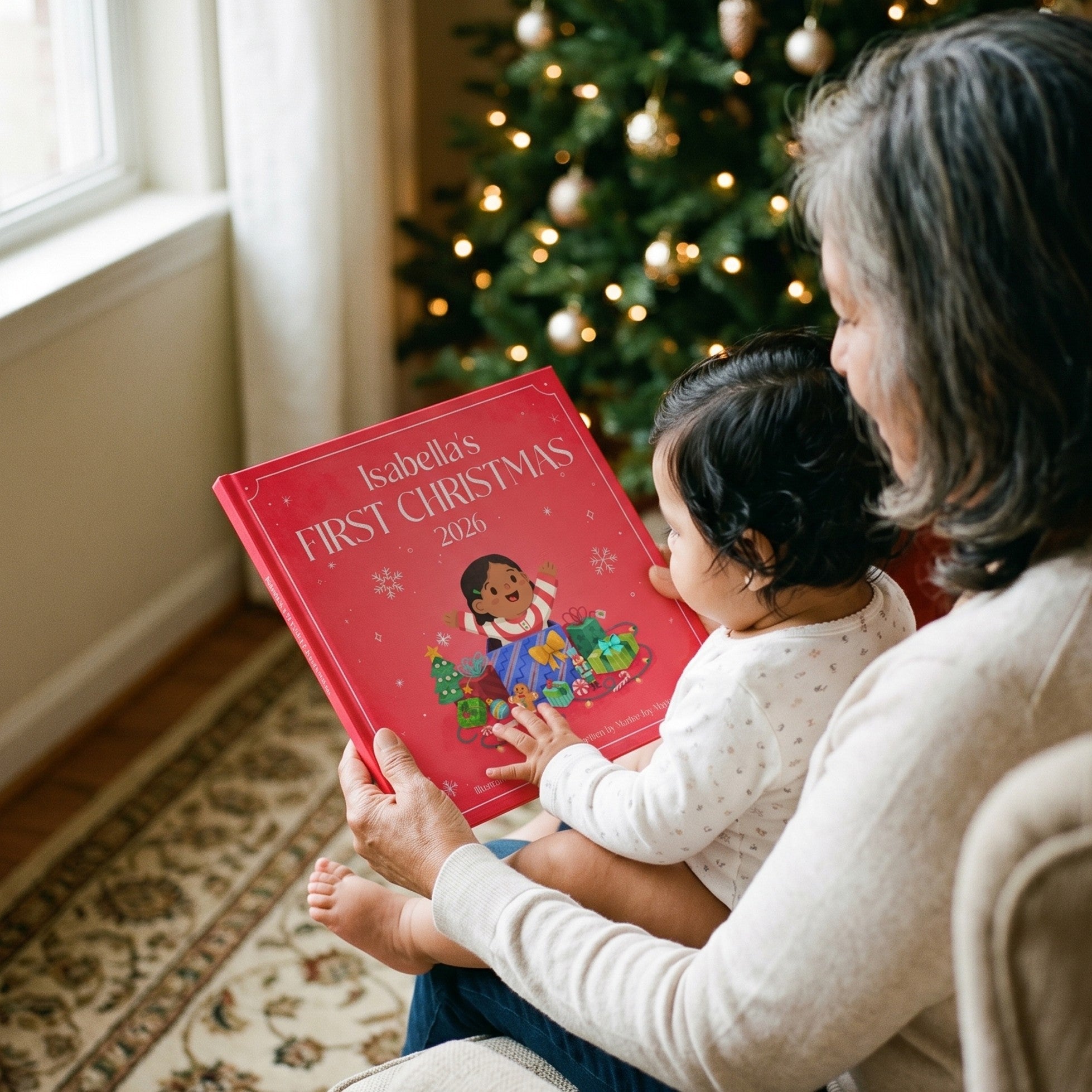 Inside page from Baby's First Christmas, a personalized holiday storybook