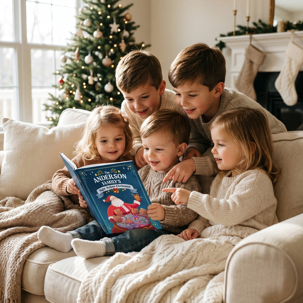 Inside page from Your Family's Night Before Christmas, a personalized holiday storybook