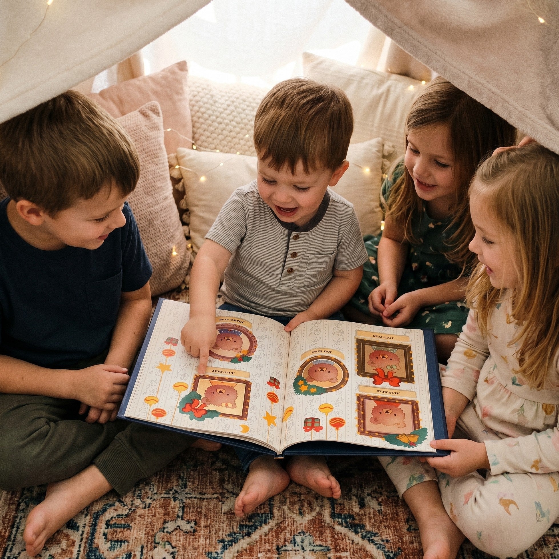 Inside page from Your Family's Night Before Christmas, a personalized holiday storybook