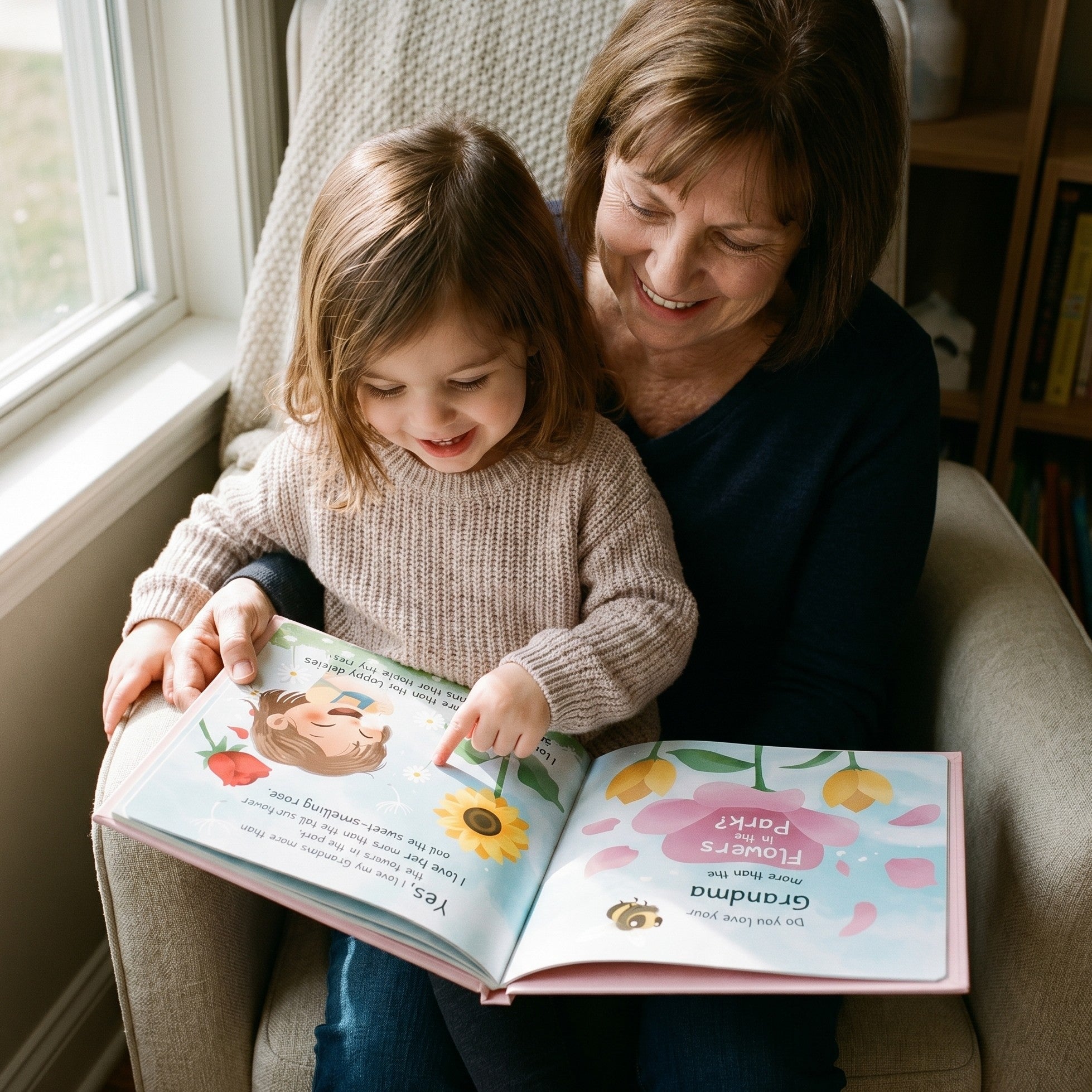 Inside page from How Much I Love Grandma, a personalized keepsake storybook