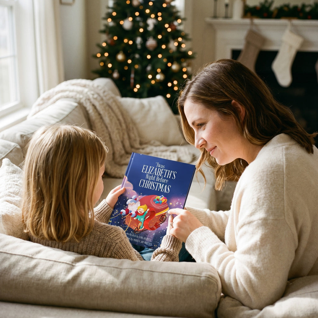 Inside page from The Night Before Christmas, a personalized holiday storybook