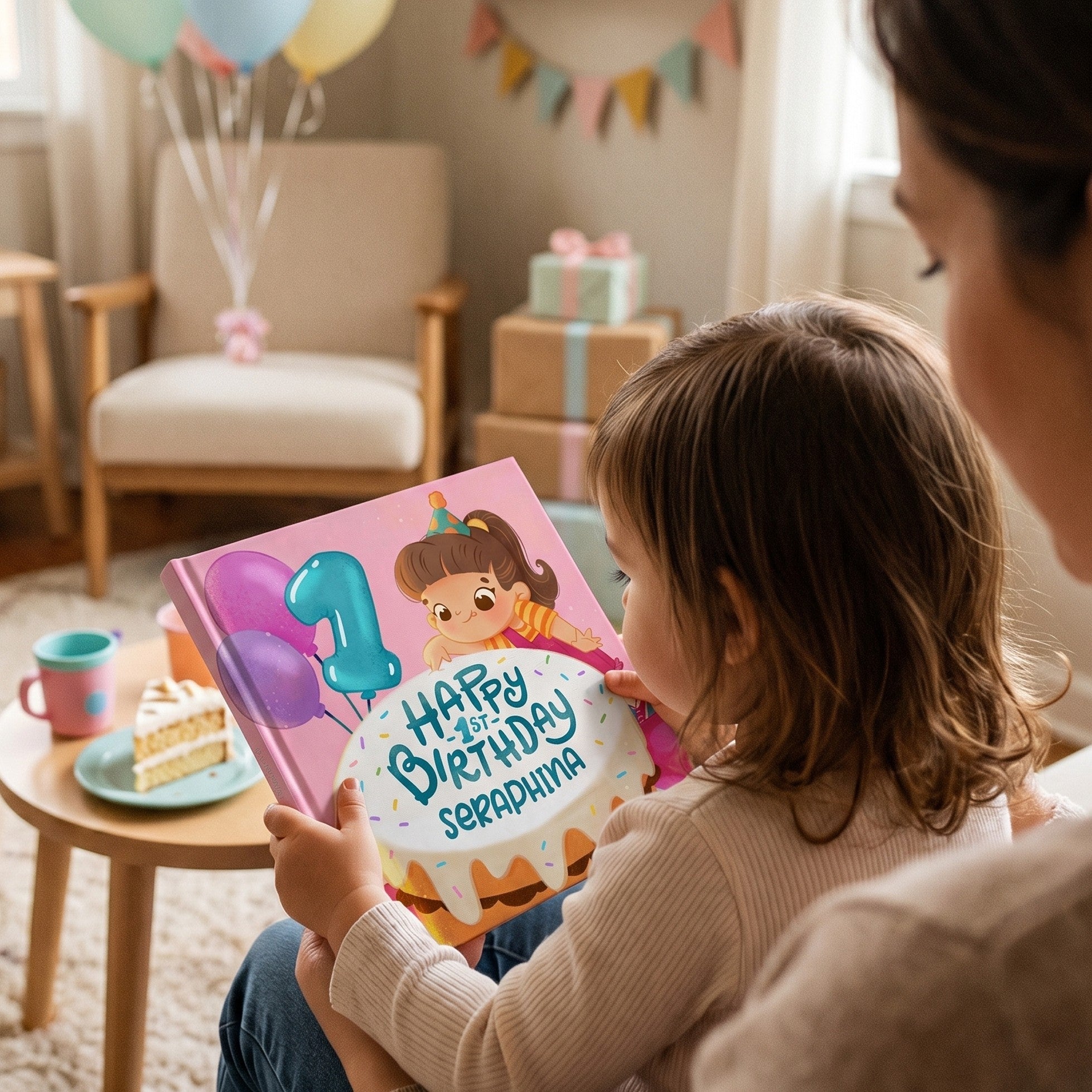 Inside page from Happy First Birthday!, a personalized milestone keepsake book