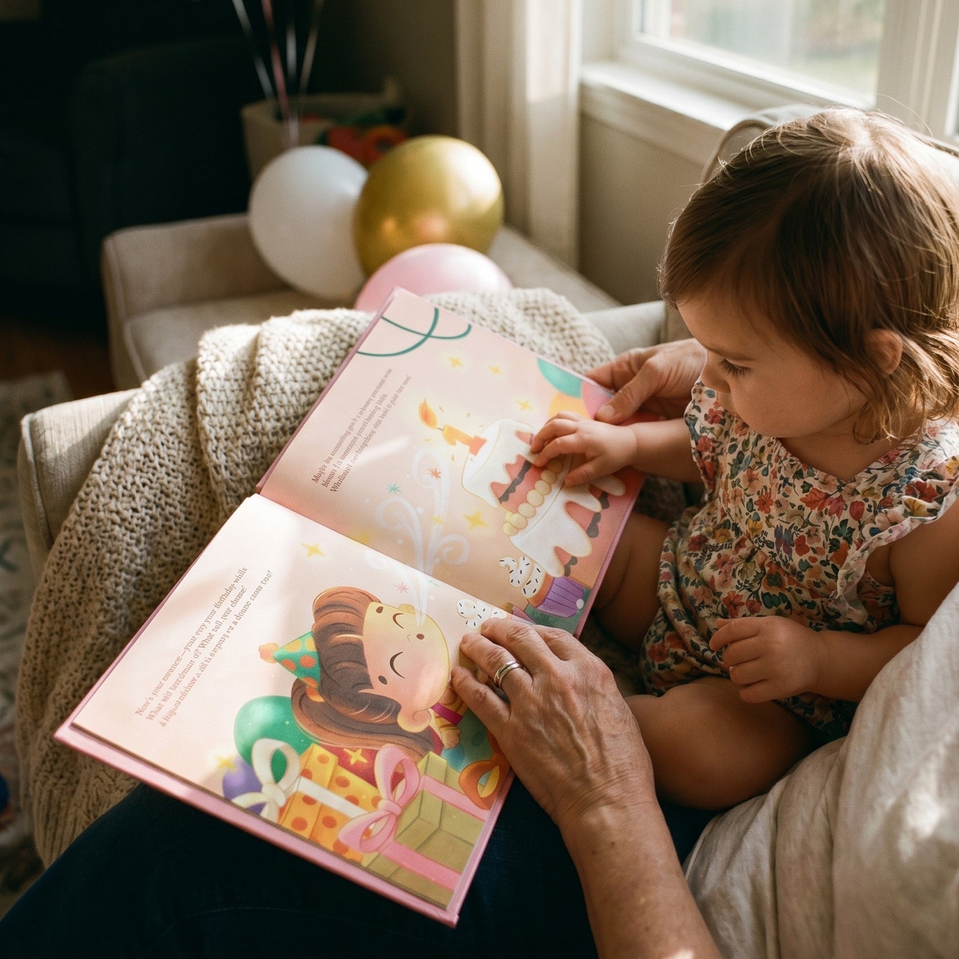Inside page from Happy First Birthday!, a personalized milestone keepsake book